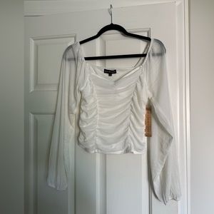 Almost Famous White Balloon Sleeve Crop Top